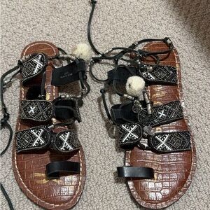 Sam Edelman Black and Brown Beaded Sandals